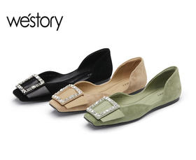 westory23年新款设计感百搭气质浅口单鞋55171