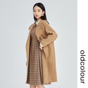 oldcolour2022冬季新款驼色高端气质长款双面羊毛呢子大衣外套女N43156389