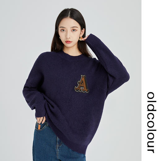 oldcolour2022年冬季新款通勤时尚宽松显瘦学院风毛织套头衫女N43052316 商品图1