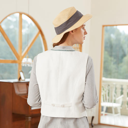 famecoco范可儿女民族风马甲春季撞色织带马夹外套叠穿FAB1CA007 商品图2