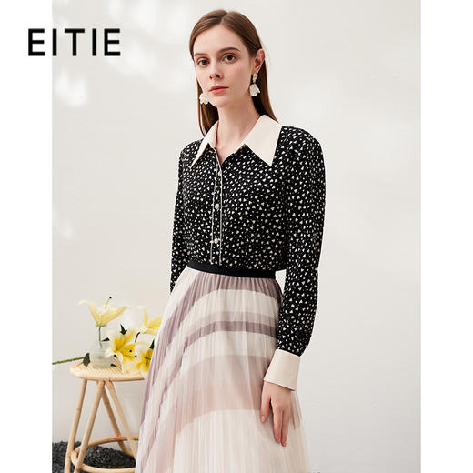 EITIE爱特爱春季新款洋气职业干练显瘦印花衬衫上衣6909605 商品图0