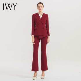 IWY/红色阔腿裤西装套装女秋冬高端职业装气质女神范播音主持上镜装OLC11358+P31358