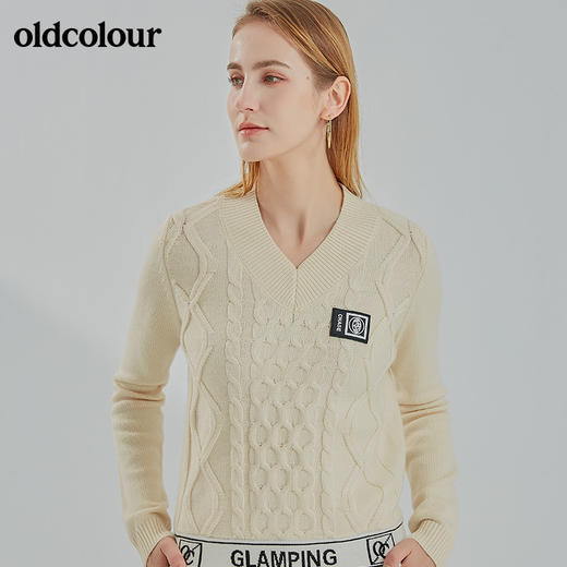oldcolour新款时尚气质修身百搭V领针织套头衫N43052347 商品图4
