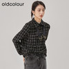 oldcolour2022冬季新款时尚百搭宽松金丝线格纹长袖衬衫女 商品缩略图1