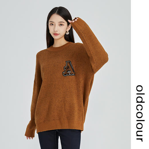 oldcolour2022年冬季新款通勤时尚宽松显瘦学院风毛织套头衫女N43052316 商品图2