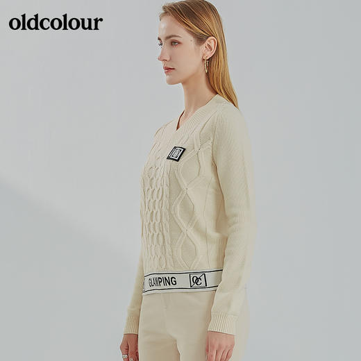 oldcolour新款时尚气质修身百搭V领针织套头衫N43052347 商品图2