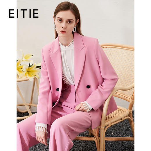 EITIE爱特爱春季新款时尚通勤干练双排扣显瘦西装外套女6903604 商品图0