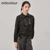 oldcolour2022冬季新款时尚百搭宽松金丝线格纹长袖衬衫女 商品缩略图2