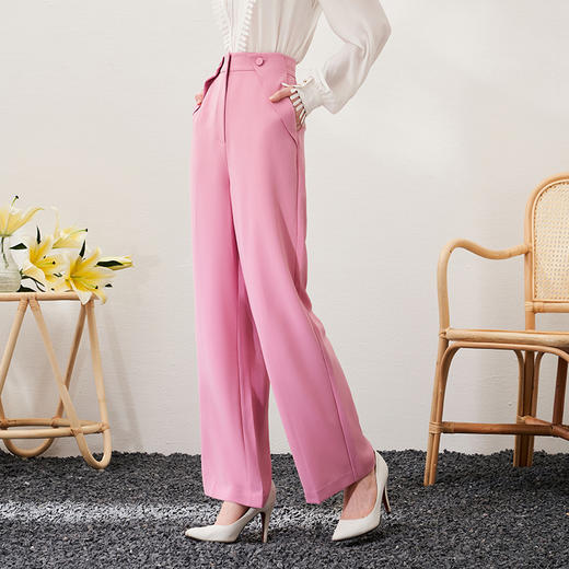 EITIE爱特爱春季新款修身显瘦百搭高腰直筒西装裤子休闲裤6905603 商品图2