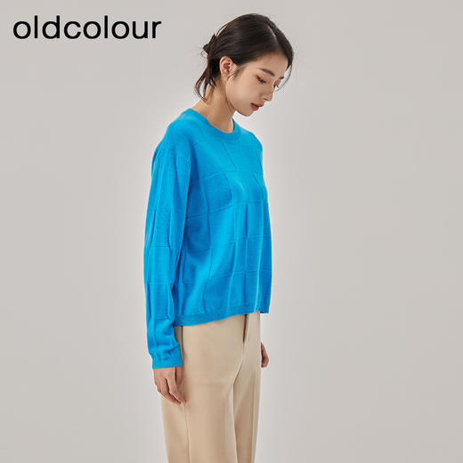 oldcolour2022冬季新款蓝色气质小众宽松显瘦长袖套头针织衫女 商品图2