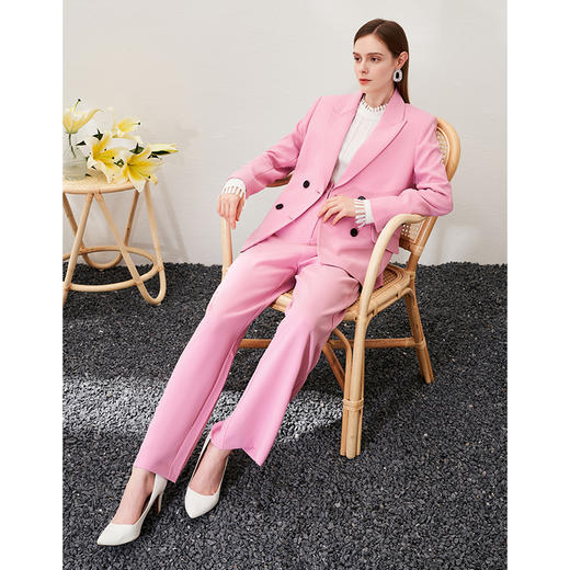 EITIE爱特爱春季新款修身显瘦百搭高腰直筒西装裤子休闲裤6905603 商品图1