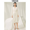 VIMAGE纬漫纪春季新款纯色垂感优雅连衣裙V1907503 商品缩略图3