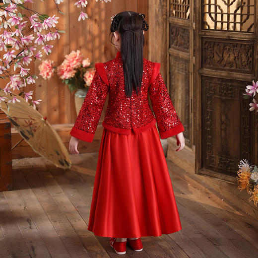 加绒女童中国风唐装古装旗袍裙两件套DY9959-1 商品图1
