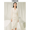 VIMAGE纬漫纪春季新款纯色垂感优雅连衣裙V1907503 商品缩略图2