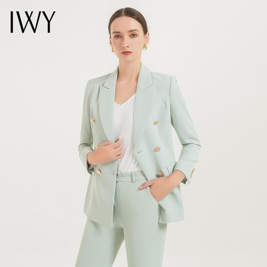 IWY/浅绿色时尚西装外套女通勤美容院上班工作服气质女神范高端职业装CP11385 商品图0