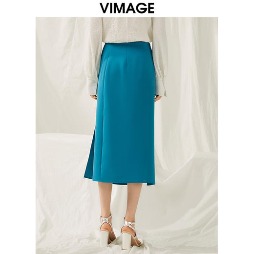 VIMAGE纬漫纪春季新款时尚气质显瘦高腰开叉半身裙女V1906505 商品图4