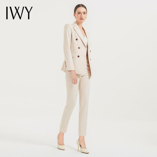 IWY/米白色气质西装外套两件套高级感职业套装时尚女神范播音主持上镜装C12353+P12312 商品图4