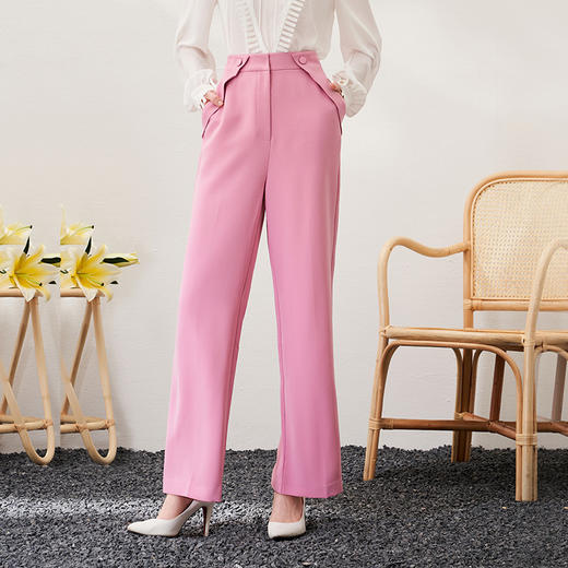 EITIE爱特爱春季新款修身显瘦百搭高腰直筒西装裤子休闲裤6905603 商品图3