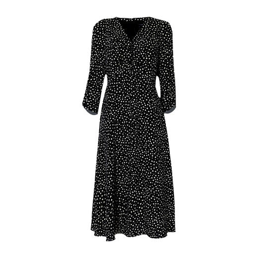 EITIE爱特爱春季新款高腰气质优雅V领印花连衣裙6907611 商品图5