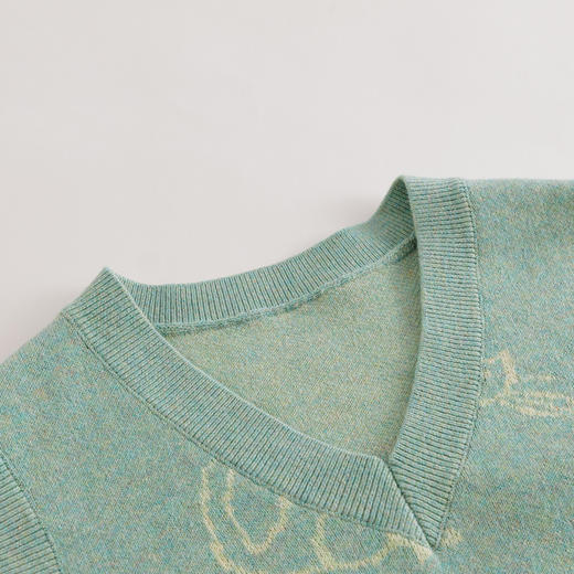 【马克珍妮 芦芙】春装新款 女童涂鸦猫咪V领针织马甲230299 商品图4