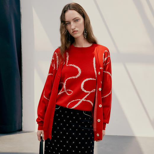 EITIE爱特爱流线型兔子提花图案针织衫7301001 商品图4