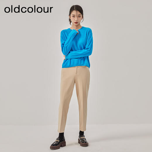 oldcolour2022冬季新款蓝色气质小众宽松显瘦长袖套头针织衫女 商品图3