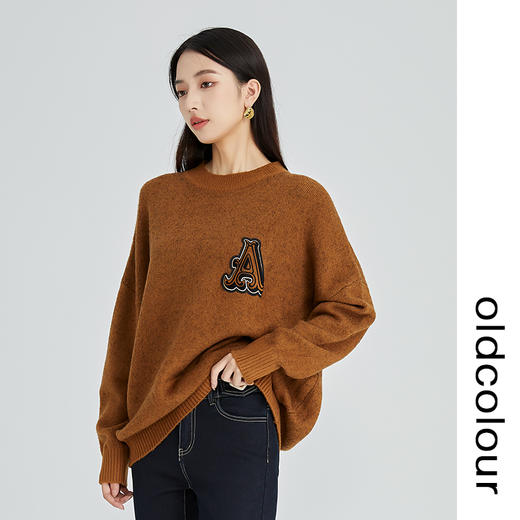 oldcolour2022年冬季新款通勤时尚宽松显瘦学院风毛织套头衫女N43052316 商品图0