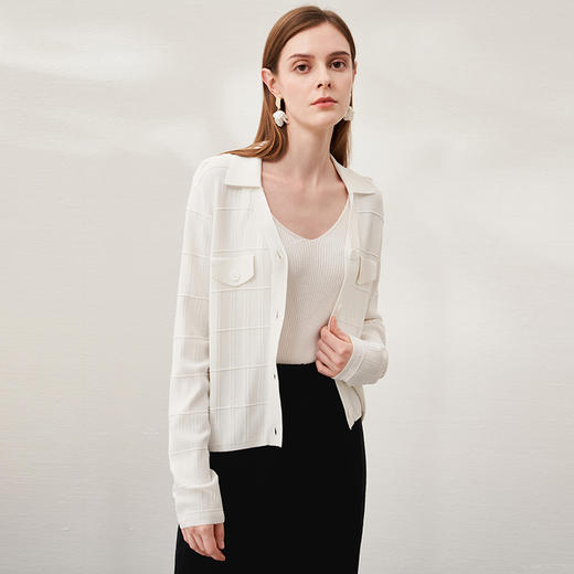 EITIE爱特爱春季新款时尚气质简约纯色针织衫上衣6901603 商品图8