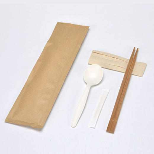 喇叭花一次性勺套装塑料勺纸巾西餐勺独立包装筷子四件套装定制 商品图8