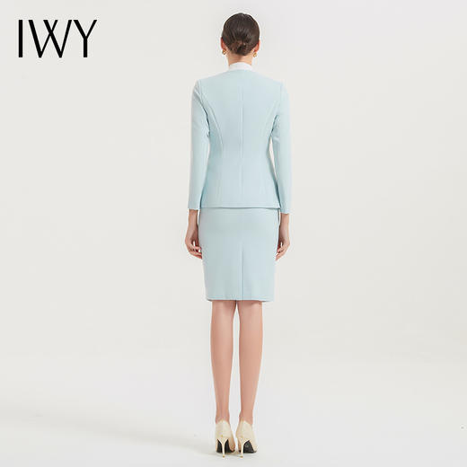 IWY/气质水蓝色职业西装套裙女播音主持上镜正装时尚美容院裙装工作服CS1584-L 商品图3