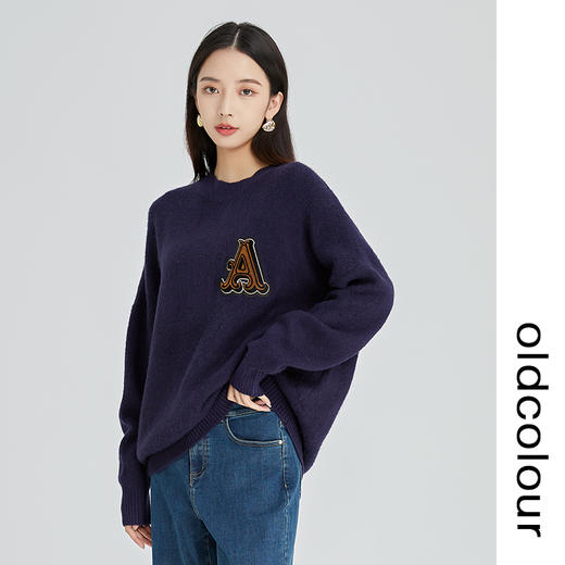 oldcolour2022年冬季新款通勤时尚宽松显瘦学院风毛织套头衫女N43052316 商品图3