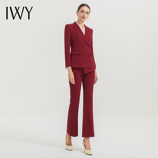 IWY/红色阔腿裤西装套装女秋冬高端职业装气质女神范播音主持上镜装OLC11358+P31358 商品图1