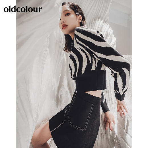 oldcolour2021冬季新款时尚豹纹紧身显瘦长袖套头衫GN41052912 商品图1