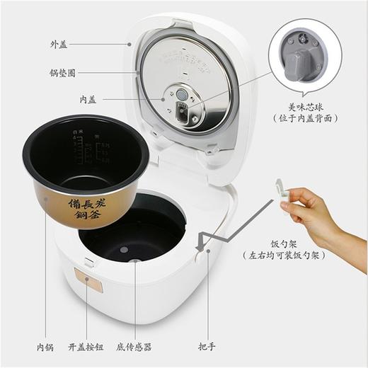 松下（Panasonic）SR-AC072-W 白色 2L家用迷你小型电饭煲 智能预约微电脑电饭锅 商品图2