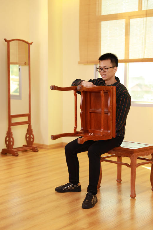 红桥红  家具严选  缅甸花梨(大果紫檀）  【51 三弯腿罗锅枨 方凳】 商品图9