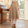 Famecoco范可儿超火腰封网纱裙春季a字垂感百褶半身裙女FAB1HA009 商品缩略图2