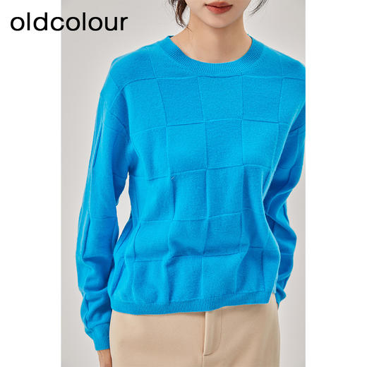 oldcolour2022冬季新款蓝色气质小众宽松显瘦长袖套头针织衫女 商品图4