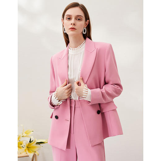 EITIE爱特爱春季新款时尚通勤干练双排扣显瘦西装外套女6903604 商品图1