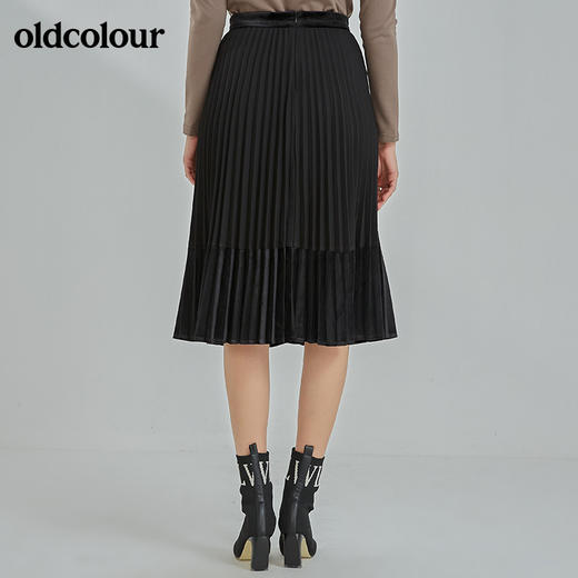 oldcolour2021冬季新款高腰伞裙遮胯显瘦气质百褶长裙N43063386 商品图1