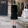 IWY/高级感缎面领西装连衣裙女气质职业裙子收腰大摆接拼黑色西服裙Q829 商品缩略图3