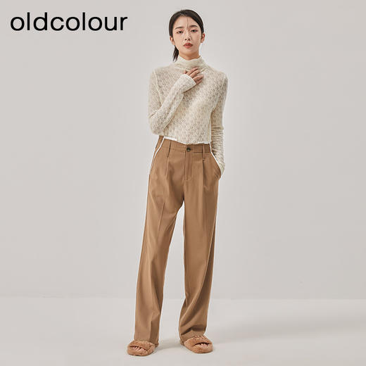 oldcolour2022冬季新款复古宽松显瘦休闲高腰垂感阔腿拖地长裤女 商品图3