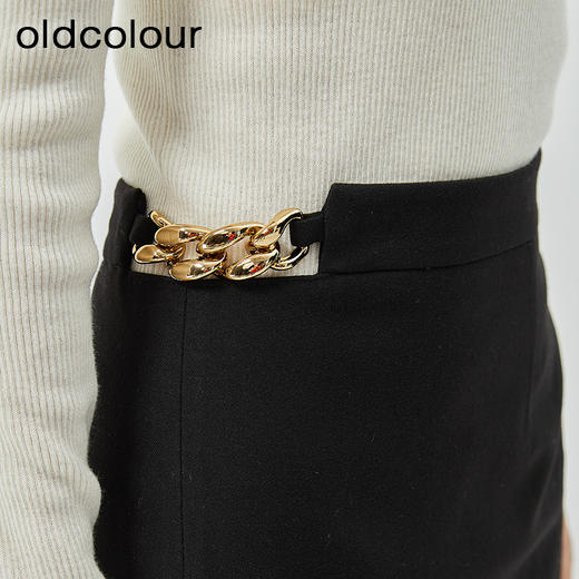 oldcolour2022冬新款黑色高腰显瘦休闲不规则包臀中长款半身裙女 商品图4