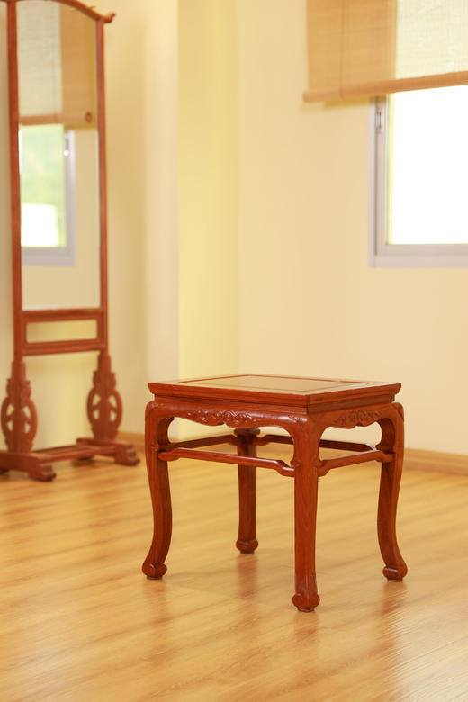 红桥红  家具严选  缅甸花梨(大果紫檀）  【51 三弯腿罗锅枨 方凳】 商品图2