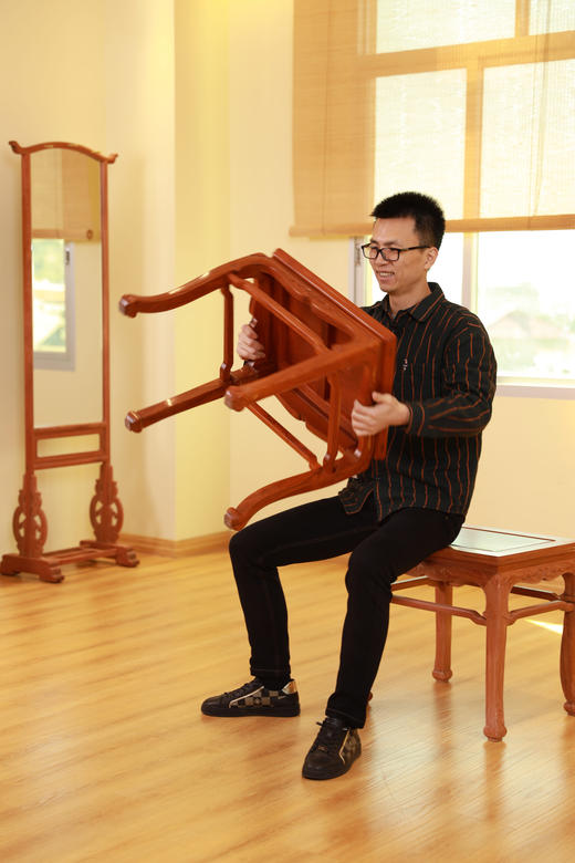 红桥红  家具严选  缅甸花梨(大果紫檀）  【51 三弯腿罗锅枨 方凳】 商品图8