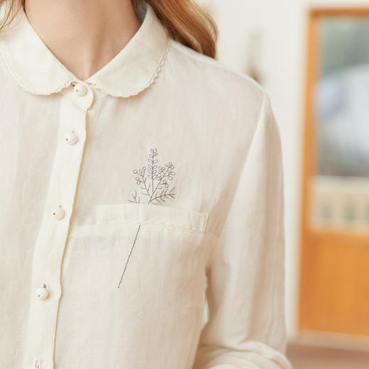 Famecoco范可儿文艺花边拼接衬衫春款女士绣花长袖衬衣 商品图4