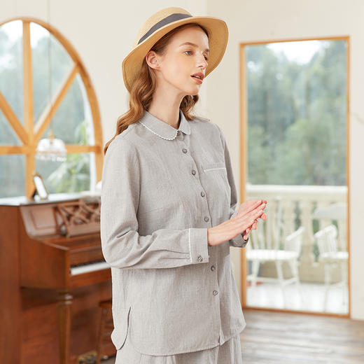 Famecoco范可儿文艺花边拼接衬衫春款女士绣花长袖衬衣 商品图1