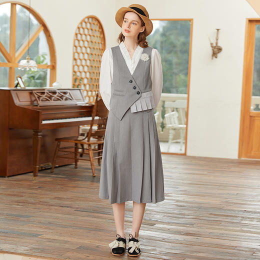 Famecoco范可儿原创设计拼接马甲女春季不对称小香风坎肩 商品图4