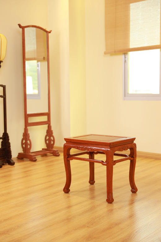 红桥红  家具严选  缅甸花梨(大果紫檀）  【51 三弯腿罗锅枨 方凳】 商品图1