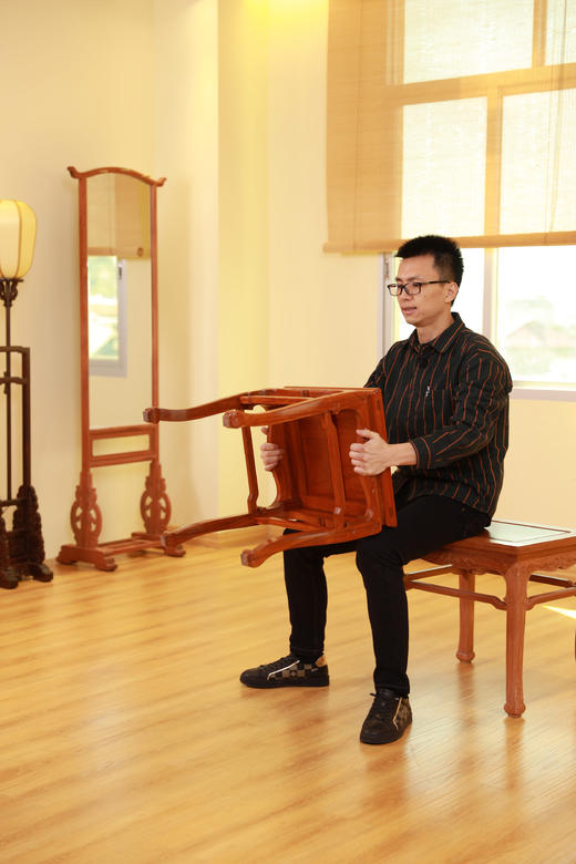 红桥红  家具严选  缅甸花梨(大果紫檀）  【51 三弯腿罗锅枨 方凳】 商品图6