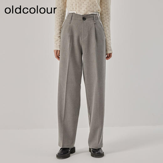 oldcolour2022冬季新款复古宽松显瘦休闲高腰垂感阔腿拖地长裤女 商品图4